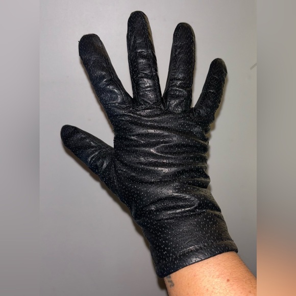 Vintage Black Arctic Plus Leather Gloves - Picture 3 of 4